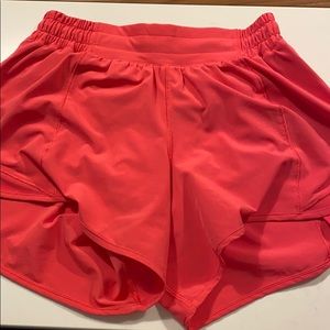 Pink lulu shorts- more coral pink then hot pink